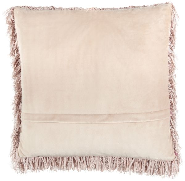 Square Blush Pink Shag Throw Pillow - Image 2
