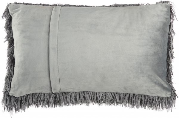 Long Charcoal Shag Throw Pillow - Image 2