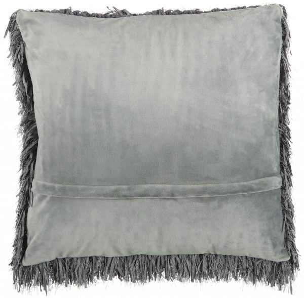 Square Charcoal Shag Throw Pillow - Image 2