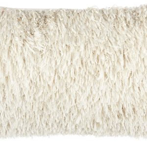 Long Ivory Shag Throw Pillow
