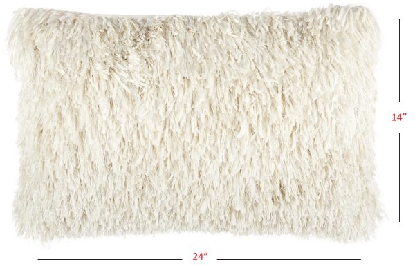 Long Ivory Shag Throw Pillow - Image 5