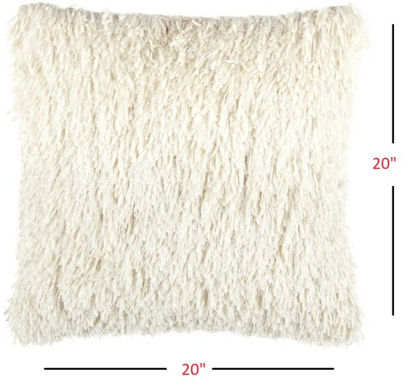 Square Ivory Shag Throw Pillow - Image 5