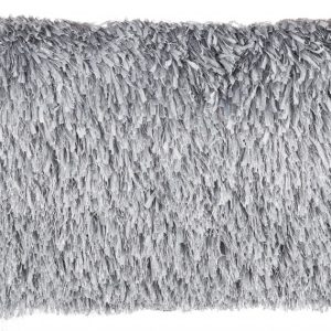 Long Grey Shag Throw Pillow