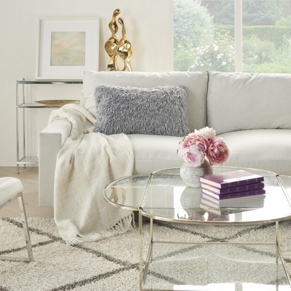 Long Grey Shag Throw Pillow - Image 3