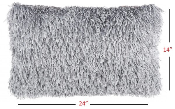 Long Grey Shag Throw Pillow - Image 5