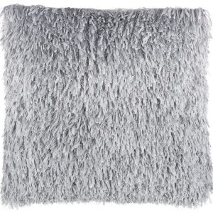 Square Grey Shag Throw Pillow