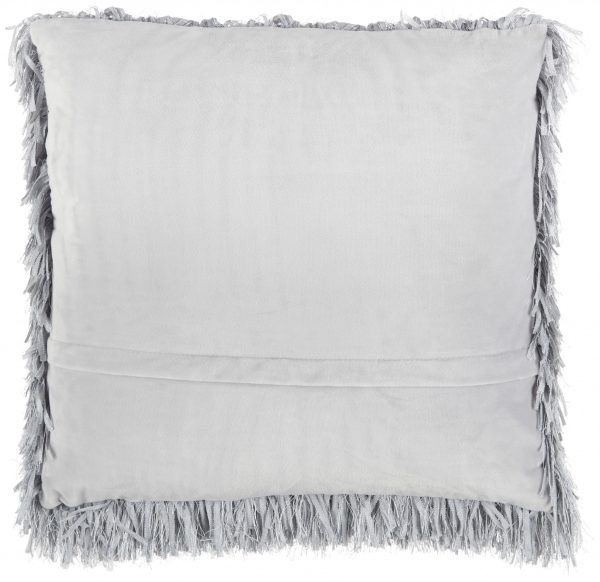 Square Grey Shag Throw Pillow - Image 2