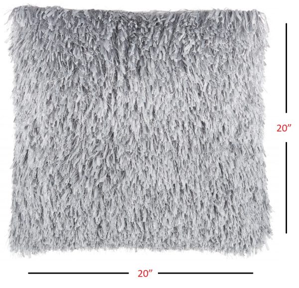Square Grey Shag Throw Pillow - Image 5