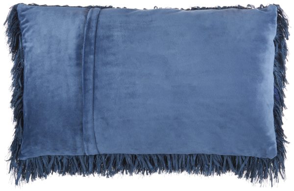 Long Navy Shag Throw Pillow - Image 2