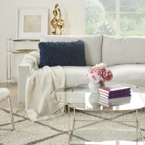 Long Navy Shag Throw Pillow - Image 3