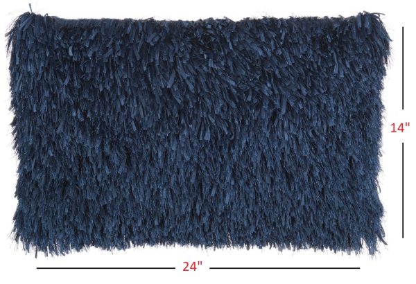 Long Navy Shag Throw Pillow - Image 5