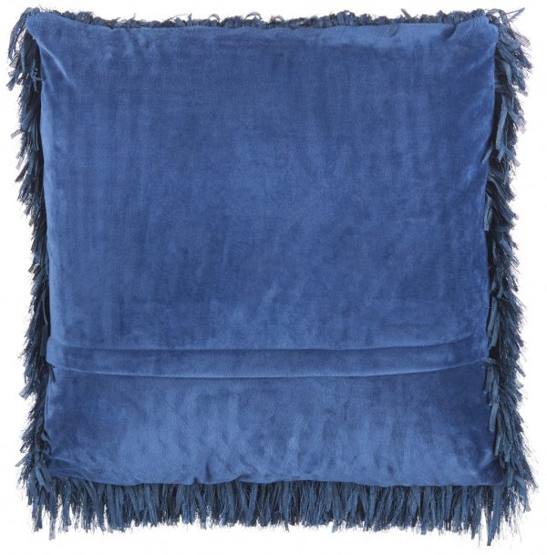 Square Navy Shag Throw Pillow - Image 2