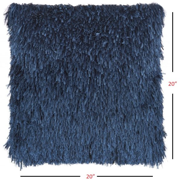 Square Navy Shag Throw Pillow - Image 5