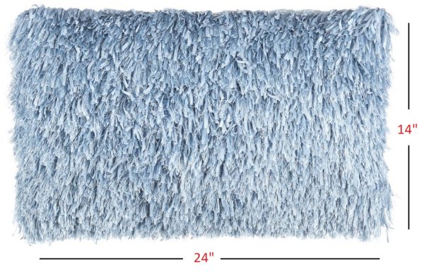 Long Ocean Blue Shag Throw Pillow - Image 5