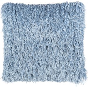 Square Ocean Blue Shag Throw Pillow
