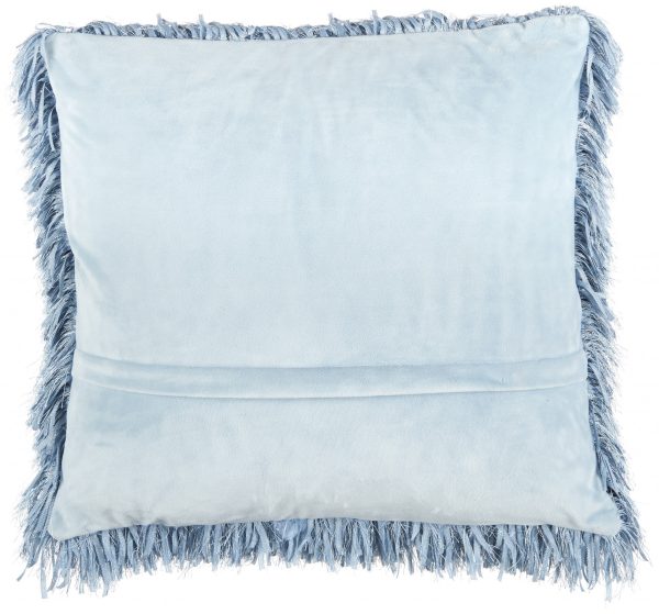 Square Ocean Blue Shag Throw Pillow - Image 2