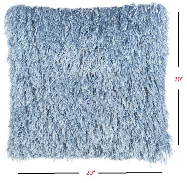 Square Ocean Blue Shag Throw Pillow - Image 5