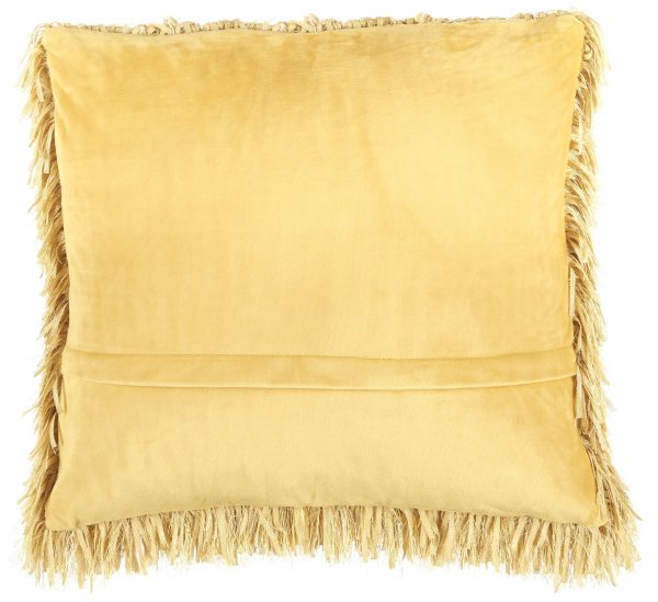 Square Yellow Shag Throw Pillow - Image 2