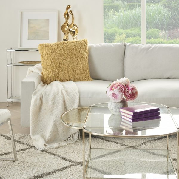 Square Yellow Shag Throw Pillow - Image 3