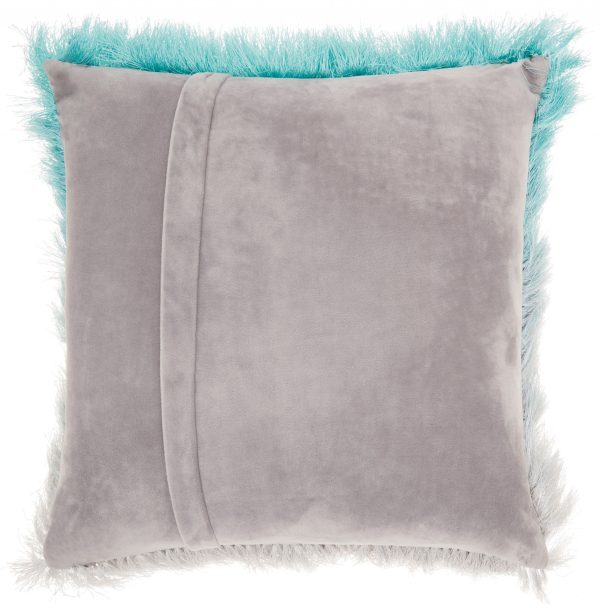 Plush Turquoise Silver Accent Throw Pillow - Image 2