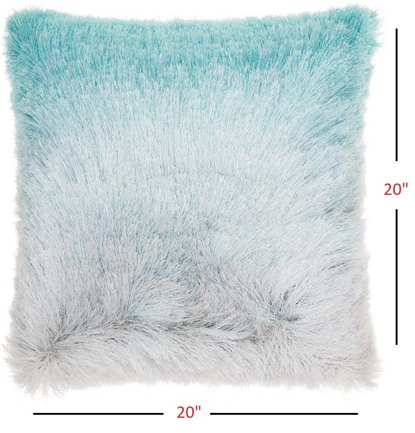 Plush Turquoise Silver Accent Throw Pillow - Image 3