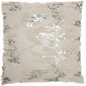 Sequined Beige Accent Throw Pillow
