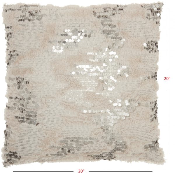 Sequined Beige Accent Throw Pillow - Image 5