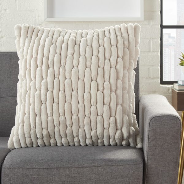 20" Ivory Silky Soft Velvet Capsules Throw Pillow - Image 3