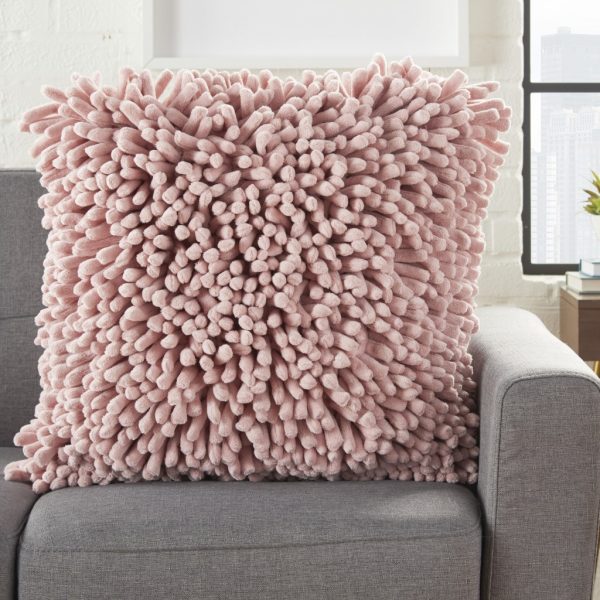 20" Pale Pink Soft Nubby Shag Throw Pillow - Image 3