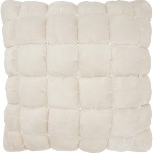 20" Ivory with Bling Quilted Velvet Throw Pillow