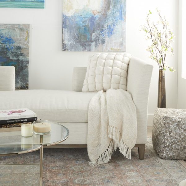 20" Ivory with Bling Quilted Velvet Throw Pillow - Image 3
