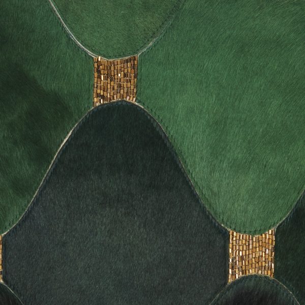 Green and Gold Diamonds Cowhide Throw Pillow - Image 4
