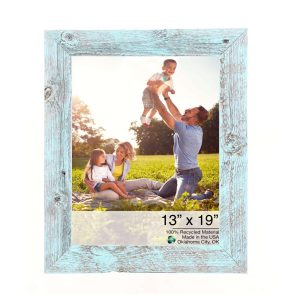 13?x 19?Rustic Farmhouse Light Aqua Blue Wood Frame