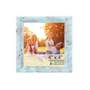 4?x 4?Rustic Farmhouse Light Aqua Blue Wood Frame