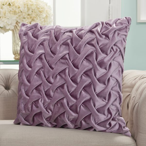 Lavender Pleated Velvet Throw Pillow - Image 3
