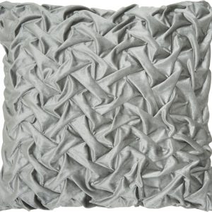 Pale Gray Pleated Velvet Throw Pillow