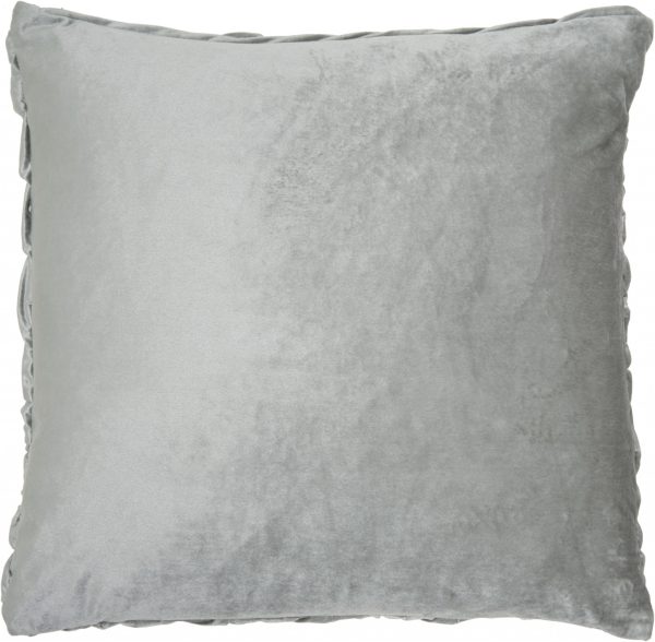 Pale Gray Pleated Velvet Throw Pillow - Image 2