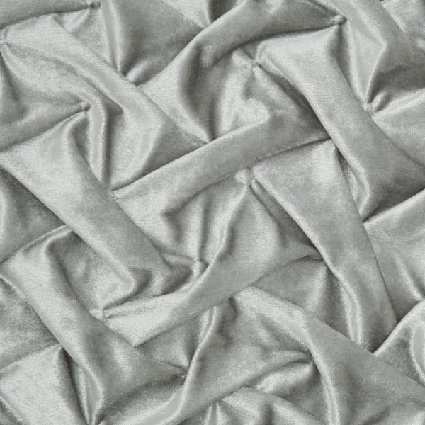 Pale Gray Pleated Velvet Throw Pillow - Image 4