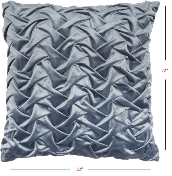 Powder Blue Pleated Velvet Throw Pillow - Image 5