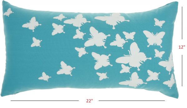 Bright Blue Butterfly Print Lumbar Pillow - Image 5
