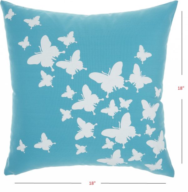 Bright Blue Butterfly Print Throw Pillow - Image 5