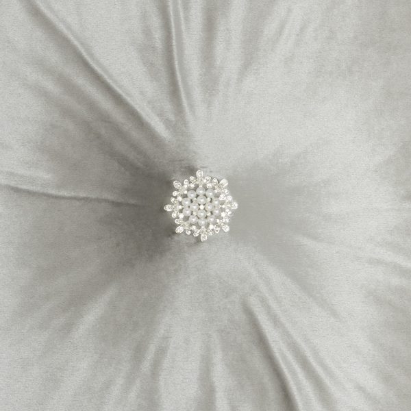 Light Gray Center Beaded Tuft Throw Pillow - Image 4