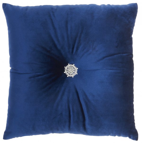 Royal Blue Center Beaded Tuft Throw Pillow - Image 5