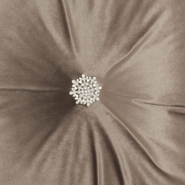 Light Brown Center Beaded Tuft Throw Pillow - Image 4