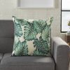 Green Indoor Outdoor Palm Leaves Throw Pillow - Image 2