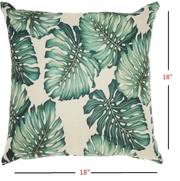 Green Indoor Outdoor Palm Leaves Throw Pillow - Image 4