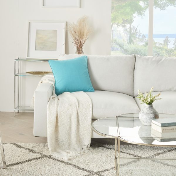 Light Blue Velour Throw Pillow - Image 3