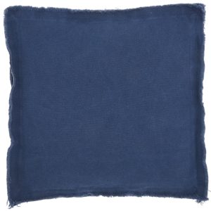 18" Boho Navy Blue Frayed Edge Canvas Throw Pillow