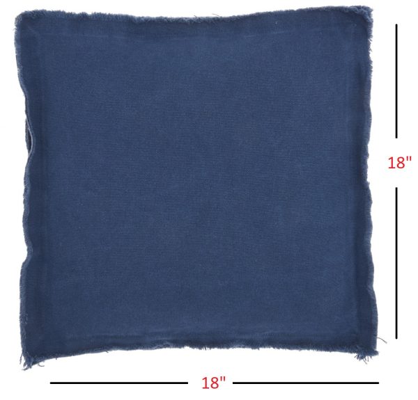 18" Boho Navy Blue Frayed Edge Canvas Throw Pillow - Image 5