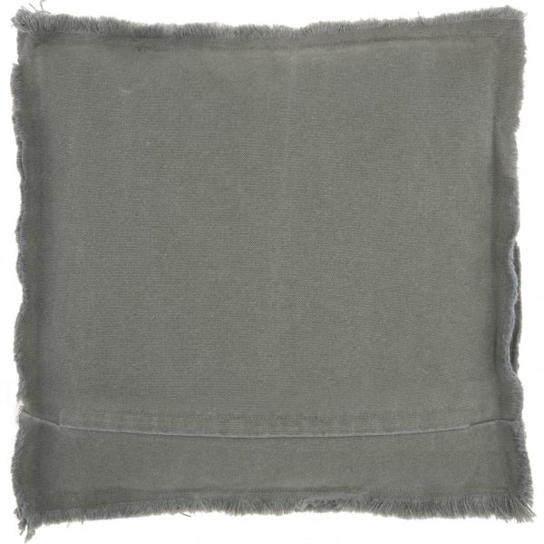 18" Boho Grey Frayed Edge Canvas Throw Pillow - Image 2